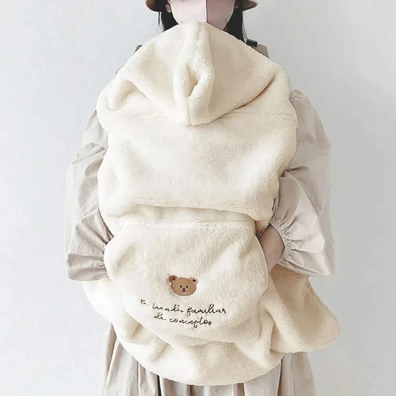 Flanell babyteppe korallfleece barnevogntrekk søt bjørn vinter vindtett barnetepper spedbarnslur varmt dyne svøping wrap_voghion.com