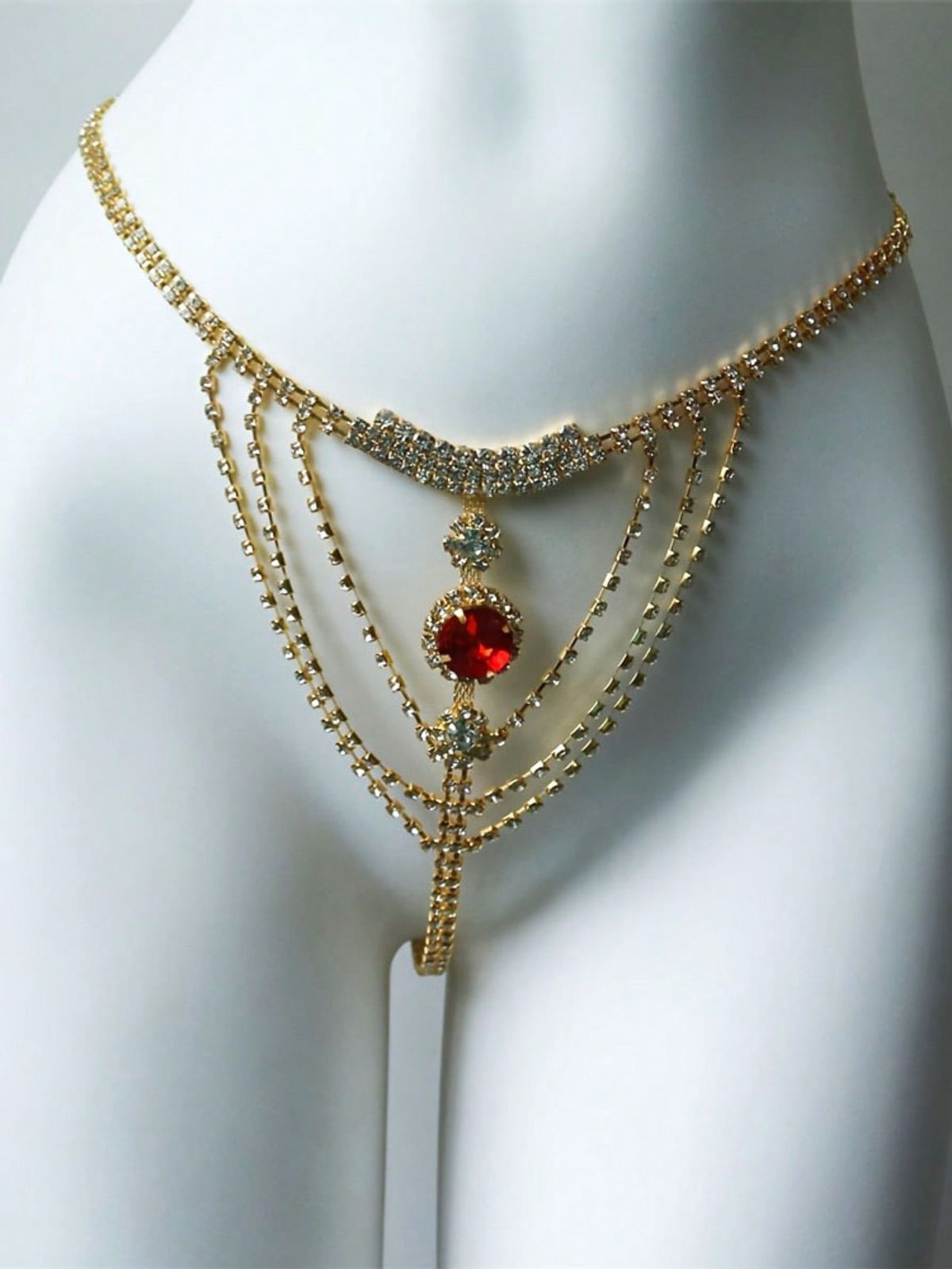 Catena da vita per donna - Catena da corpo glamour con strass e dettagli in nappa per spiaggia, feste e balli, opzioni in oro e argento_voghion.com