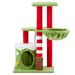 32in Cat Scratching Posts Tower With Cat Condo And Hammock, Christmas Themed Plush Cat Tree With Cat Massage Brush, Activity Center For Indoor Cats_voghion.com