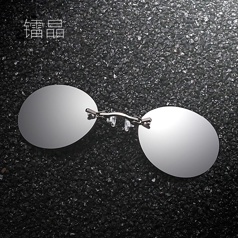 New Clip-on Hacker Empire Metal Round Frame Sunglasses Unique Rimless Glasses_voghion.com