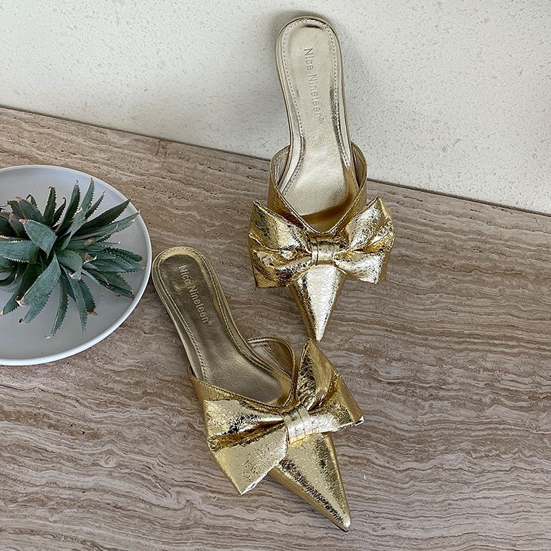 Kvinnors Flat Beach 2024 Mode Butterfly Knot Damlägenheter med skor Tofflor Mules_voghion.com