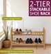 Shoe Storage Rack, 2Tier Stackable Oak Wide Organiser, Hallway Wooden Shelf Unit_voghion.com