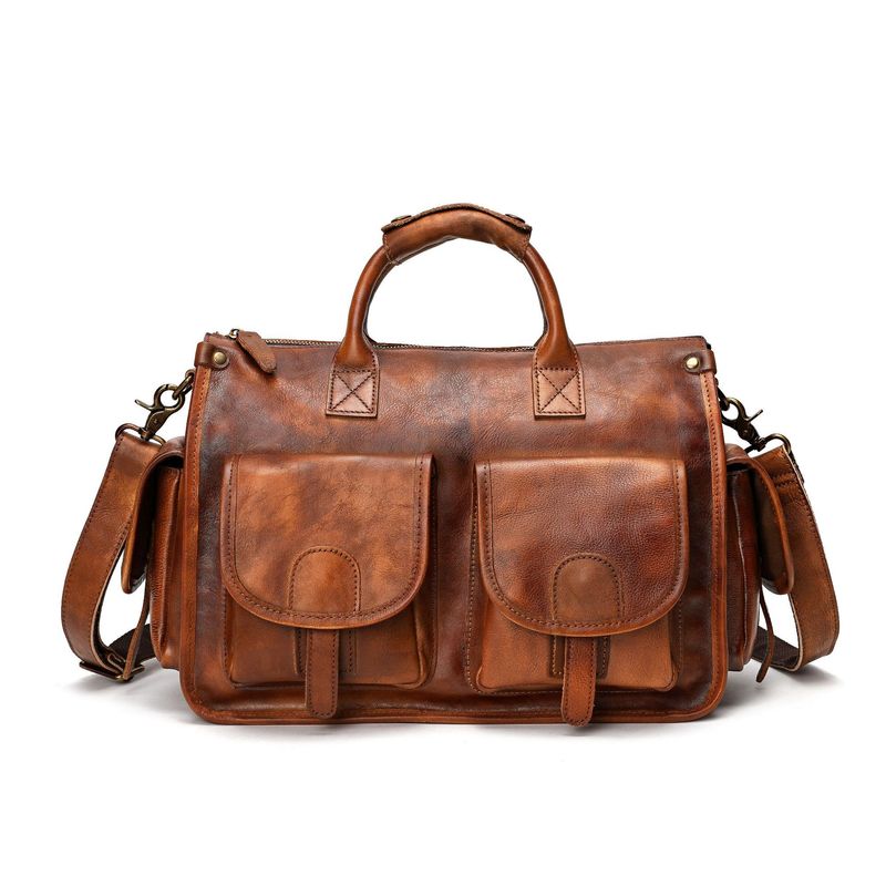 Modische Umhängetasche Rindsleder für Herren, gegerbtes Handtasche aus gebürstetem Leder, lässige Business-Umhängetasche_voghion.com