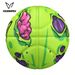 Pallone da basket in gomma n. 7 - Verde neon con logo V nero e macchie viola/nere, resistente, per allenamento indoor e outdoor_voghion.com