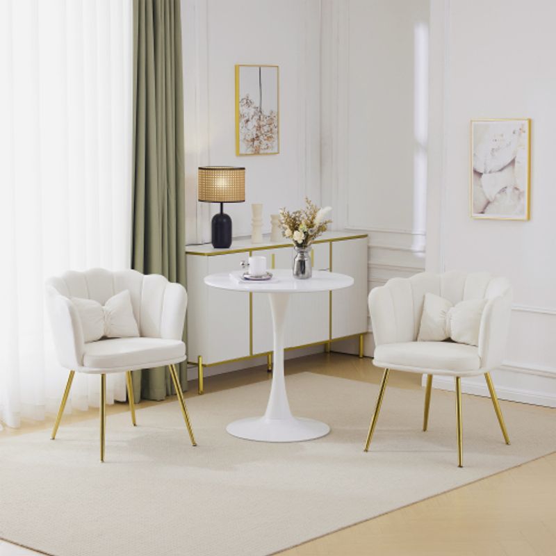 Set Mit 2 Modernen Samt-Wohnzimmerstühlen, Badezimmerstühlen, Gepolsterten Stühlen Mit Blütenblatt-Rücken, Vergoldeten Metallbeinen Und Schmetterlingskissen Für Das Schlafzimmer-Esszimmer_voghion.com