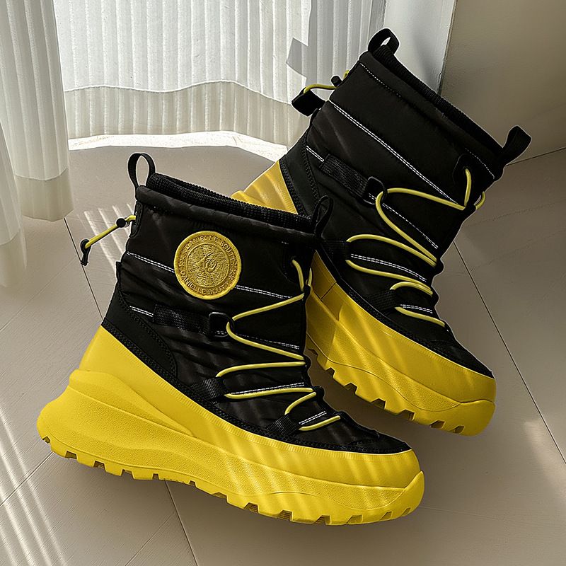 Stivali da neve invernali unisex con fodera in pile spesso - Tomaia in tessuto impermeabile antipioggia, suola in gomma antiscivolo, solette imbottite per escursionismo e attività all'aperto_voghion.com