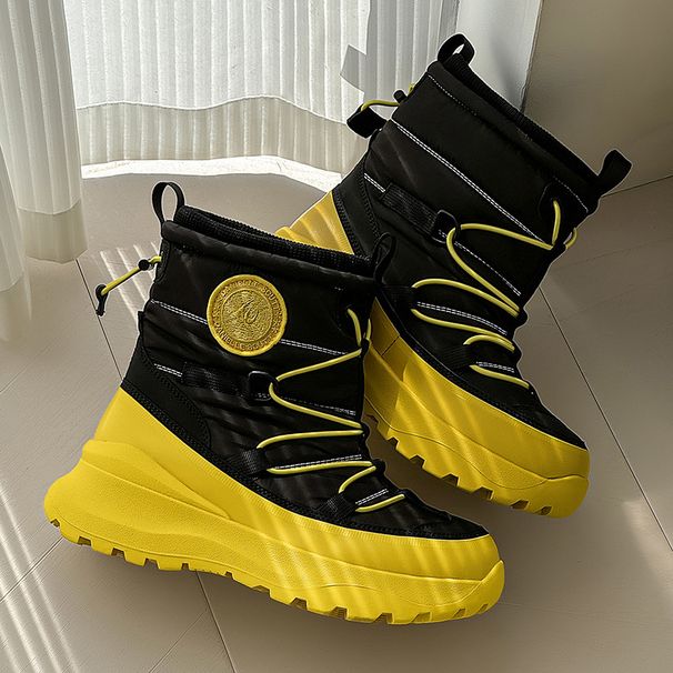 Stivali da neve invernali unisex con fodera in pile spesso - Tomaia in tessuto impermeabile antipioggia, suola in gomma antiscivolo, solette imbottite per escursionismo e attività all'aperto_voghion.com