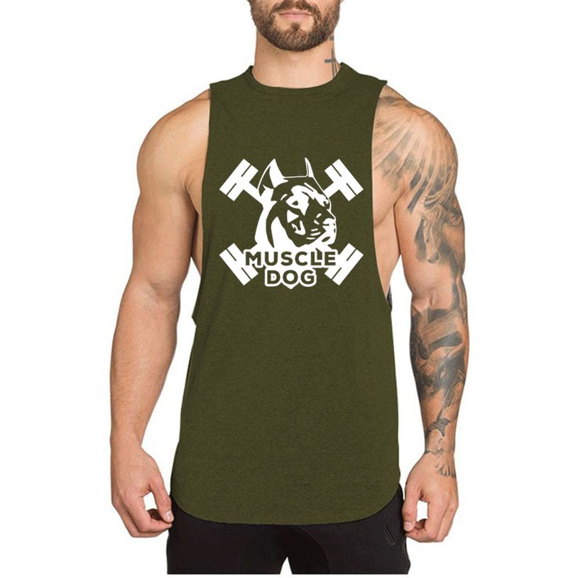 Gilet sportivo senza maniche largo per corsa traspirante allenamento fitness cane stampa cotone_voghion.com
