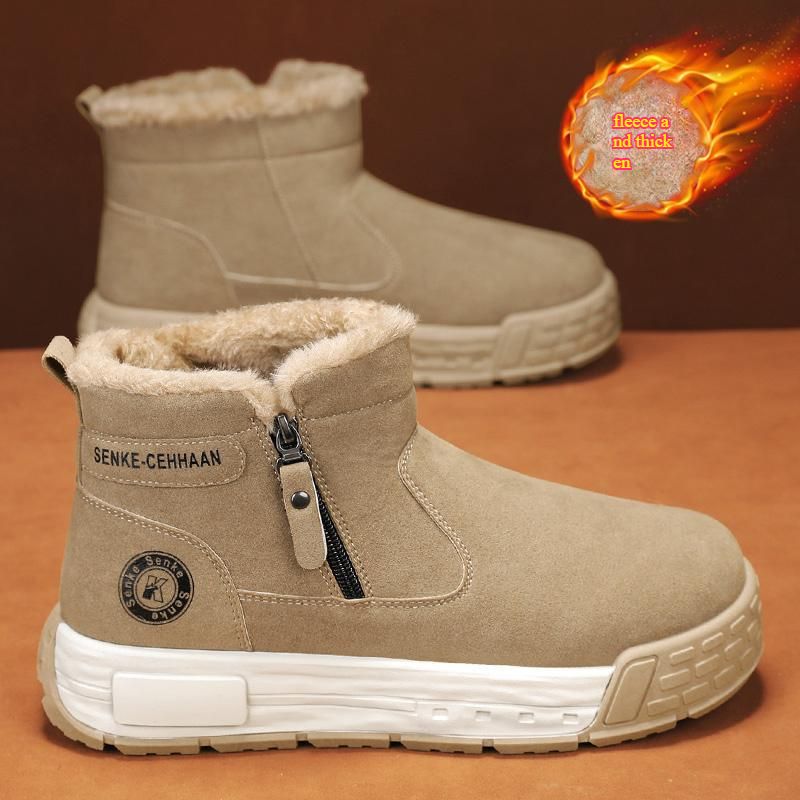 Stivali da neve invernali in cotone 2025, scarpe da uomo, scarpe alte in velluto di cotone ispessito, stivali da esterno caldi casual antiscivolo in cotone, scoppiati_voghion.com