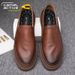 German Camel Dynamic 2022 Herbst Neue Business Casual Slip-On Flache Arbeitslederschuhe Dicke Sohle Versteckter Absatz_voghion.com