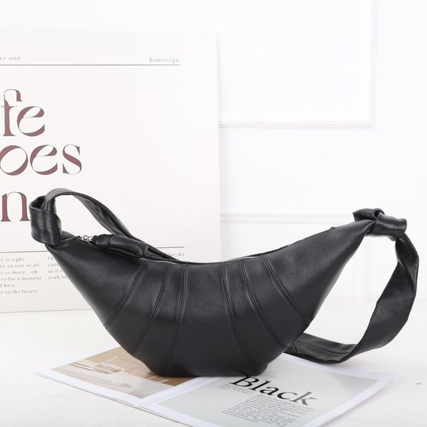 Borsa a tracolla alla moda, versatile, color rosso vino, nuova, versatile, stile INS, design semplice, croissant, 2025_voghion.com