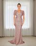 Elegant Mermaid Evening Dress With Corset Back Bow & Flared Hem For Women - Stretch Polyester Formal Gown In Silver, Burgundy, Pink_voghion.com