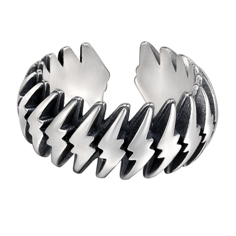 Chiba Taiyin Lightning Men, Hip-Hop Personality Trendy Versatile Vintage For Women, Open Ring With High-End Feel_voghion.com