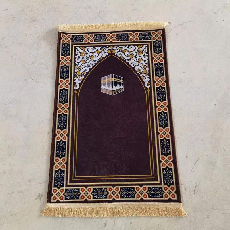 Carpets Islamic Prayer Rug Mat For Muslim Worship Carpet Living Room Prayer Thickened Gold Diamond Velvet Floor Mat Custom Printed Thick Mat_voghion.com