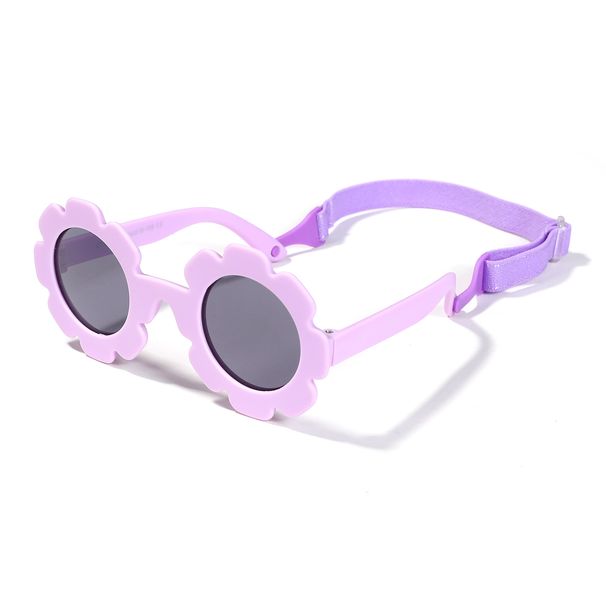 0-24 Months Polarizrd Round Sun Flexible Bendable Flower Baby Polarized Sunglasses with Strap for Newborn Infant_voghion.com