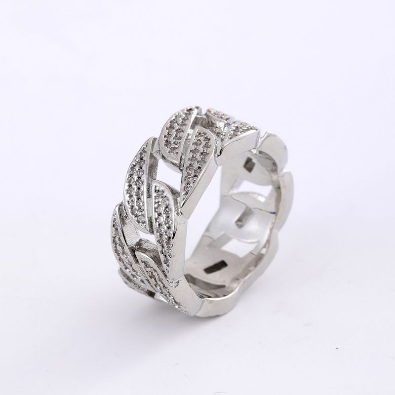 Anello hip-hop da uomo a forma di diamante con catena cubana piena di zirconi alla moda_voghion.com