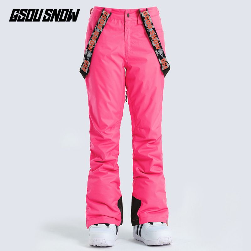 001 Gsousnow Damen Winddicht Wasserdicht Verdickt Warm Skianzug Snowboard Schneehose mit Riemen_voghion.com