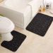 Pebble-Pattern Bathroom Mat Set - U-Shaped Toilet Rug With 3-Piece Non-Slip Coral Fleece Mats (Fast Absorbing Easy Clean Waterproof 24"X16")_voghion.com