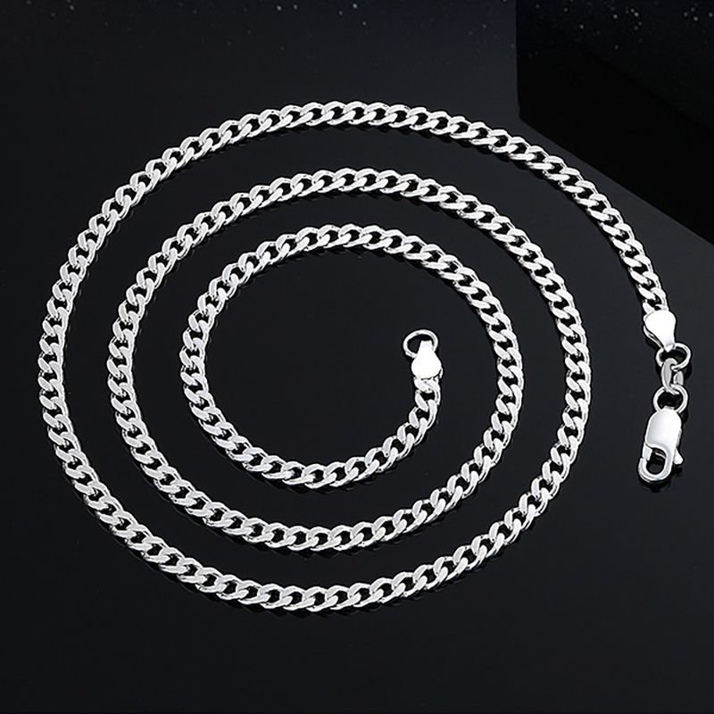 Collana da uomo dominante, con catena cubana a forma di frusta, in argento, con lato intagliato spesso 3 mm, lunghezza 180 cm_voghion.com