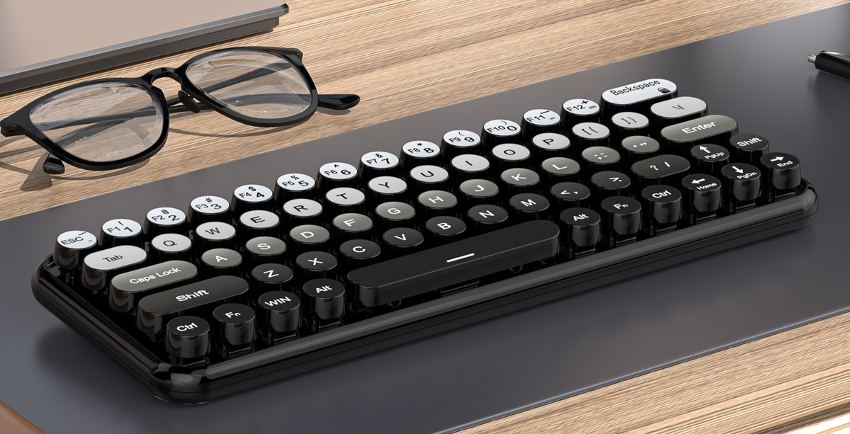 Girls Office Three-Mode Wireless Bluetooth Mouse Set Gradient Color Computer Laptop Membrane Mechanical Keyboard_voghion.com