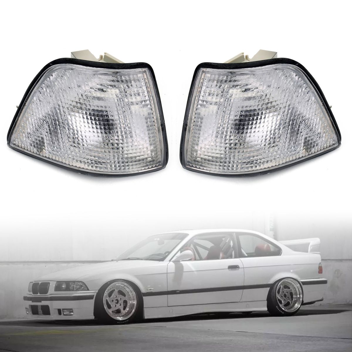 Areyourshop Eckleuchten für E36 3er-Serie 4-türige Limousine/Schrägheck 1992–1998, bernsteinfarben, weiß, Autozubehör_voghion.com