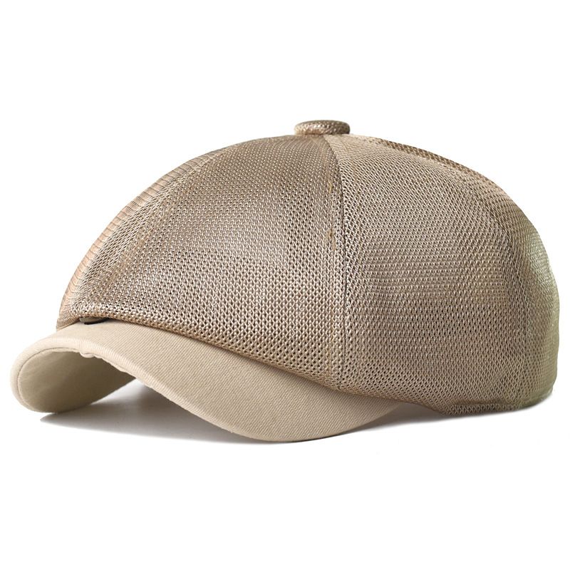 Nieuwe mode zomer mesh krantenjongenspetten ademend casual outdoor retro baretten hoeden achthoekige hoed mode effen platte petten aanwezig_voghion.com