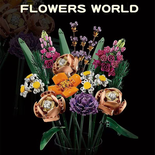 Συμβατό παιχνίδι συναρμολόγησης LEGO Rose Bouquet Orchid Building blocks Eternal Flower Girl_voghion.com