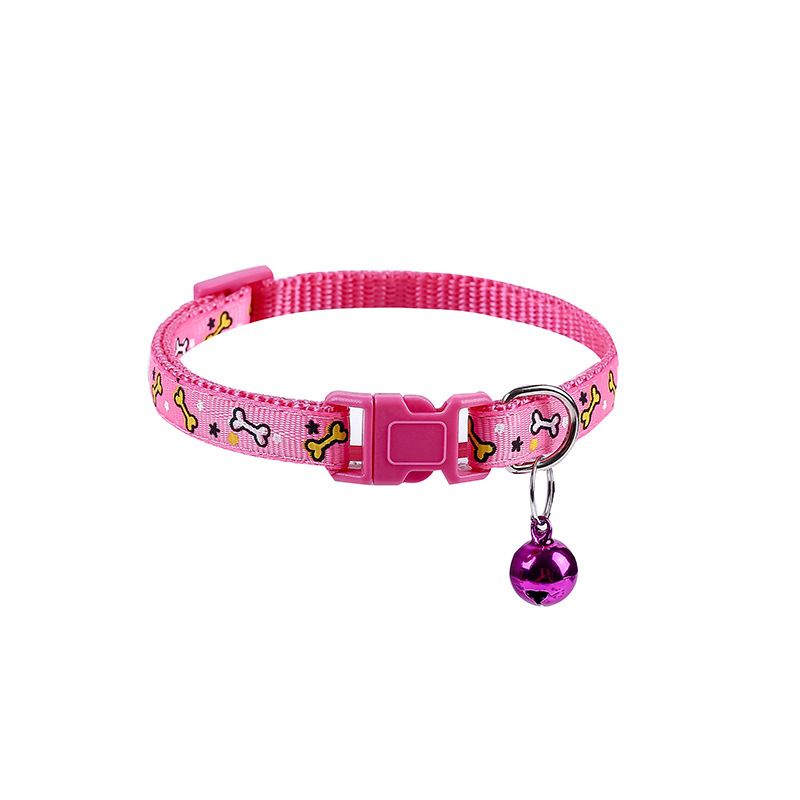 1.0 Flower Bone Pet Adjustable Size Bell Cat Multiple Colors Available Dog Collar_voghion.com