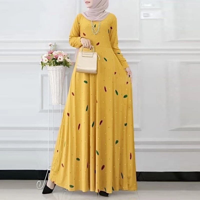 Dameskleding Casual jurk Blad Polka Dot Print Lente en herfst Lange mouwen Bohemian rok_voghion.com