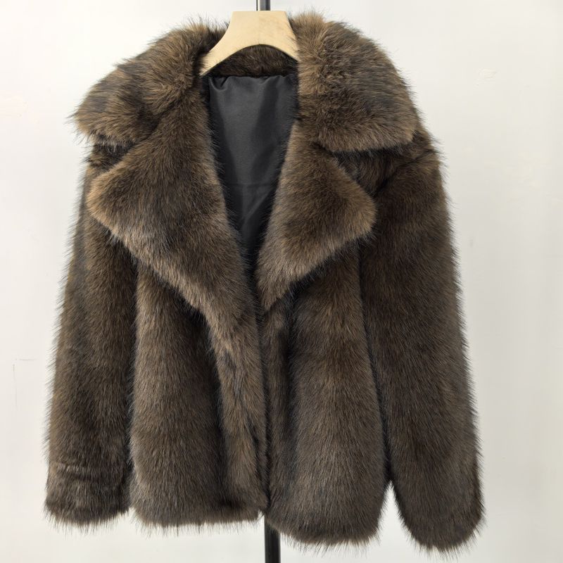 Abbigliamento da donna, cappotto lungo in pelliccia sintetica di lusso, trench con revers a lancia, capospalla invernale spesso, elegante e raffinato, colori e taglie personalizzabili._voghion.com