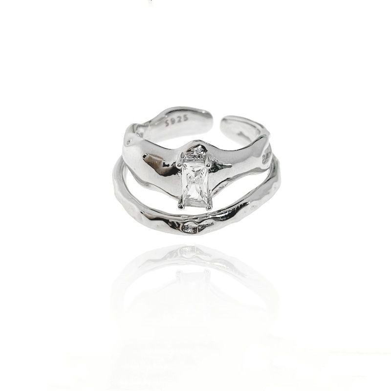 2022 New Control Theory Niche Design Open Ring With Irregular Zircon And Diamond Inlay, No Gender, High-end Feel_voghion.com