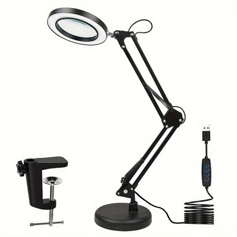 1pc Magnifying 10X Desktop LED Nail Art Repair Special Magnifying Glass Table Lamp Desktop Lamp Nail Lamp Floor Lamp, 3 Colors 10 Gear Dimming 180 Deg_voghion.com