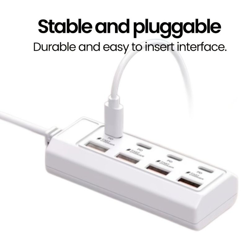 Schnelllade-Hub mit 25 W und 8 Anschlüssen für USB-Adapter [4USB+4PD] – mehrere Schnittstellen für 5-V-USB-Geräte wie Computer, Laptops, Tablets usw._voghion.com