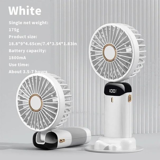 Mini Handheld USB Fan – 3000mAh Foldable 5-Speed Rechargeable Desk & Neck Fan_voghion.com