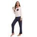 Heimkleidungsset, Herbst- und Winteroberteil mit Ärmeln, lange gepunktete Hosen, Heimpyjama für Damen_voghion.com