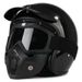 Kask motocyklowy retro 3/4 z otwartą twarzą, Bluetooth i wymiennymi goglami – lekki kask ochronny ABS dla mężczyzn i kobiet_voghion.com