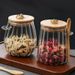 Floral Striped Kitchen Storage Jars With Hanging Spoon - 3-Piece Airtight Canisters For Candy Grains & Dry Food_voghion.com