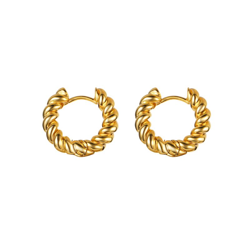 Orecchini a cerchio a forma di U in oro vero 14 carati, da donna, versatili, in ottone_voghion.com