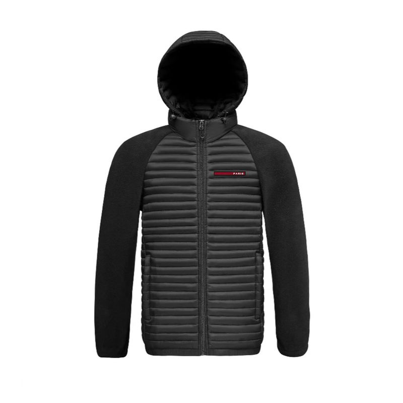 Men's Clothing 25 New Cross Border Winter Men's Long Strip Logo Detachable Hooded Spliced Sleeves Popular Cotton Coat_voghion.com