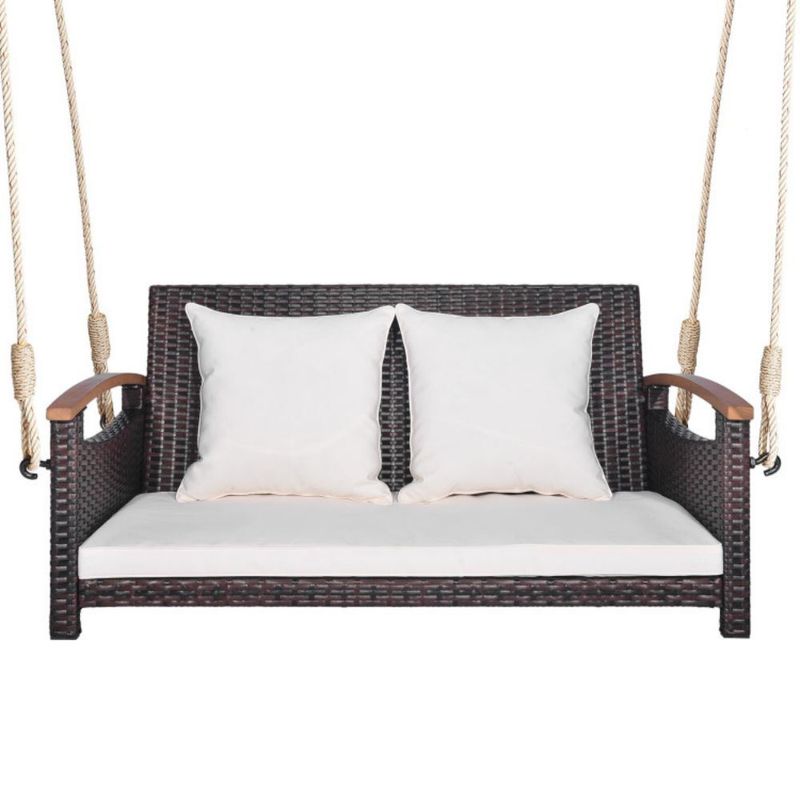 2-Person Patio Rattan Porch Swing_voghion.com