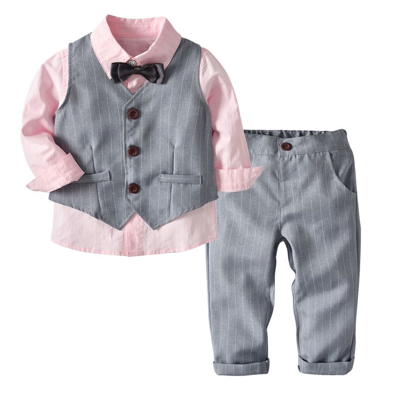 children's clothing, boys' long-sleeved shirt, vest, trousers, gentleman's bow tie, gentleman's suit, four-piece autumn set for boys_voghion.com