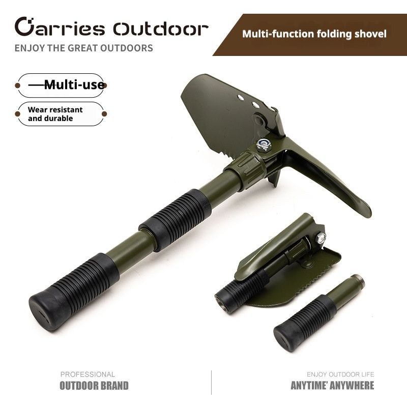 Multifunctional engineer lifesaving thickened double grip camping small folding army shovel outdoor_voghion.com