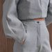 Women's Clothing Women's Loose Fit Retro V-Neck Long Sleeve Pants Set - Thickened Warm Grey Polyester Casual Outfit For Autumn Winter_voghion.com