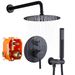 Shower System Shower Faucet Combo Set Wall Mounted With 10" Rainfall Shower Head And Handheld Shower Faucet, Matte Black Finish With Brass Valve Rough-In_voghion.com