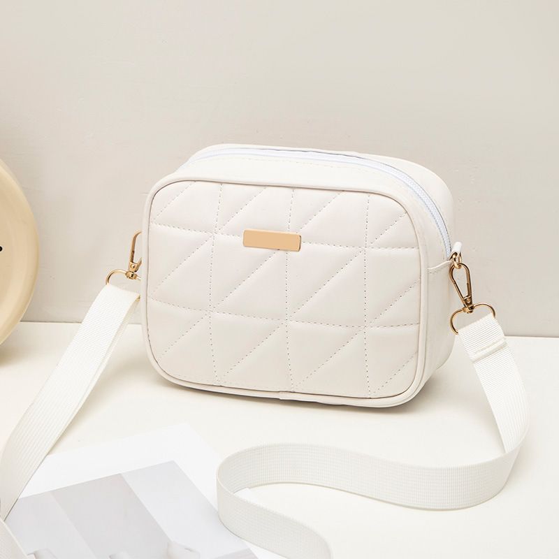 Borsa a tracolla trapuntata a rombi da donna - Borsa a tracolla minimalista con tracolla regolabile_voghion.com