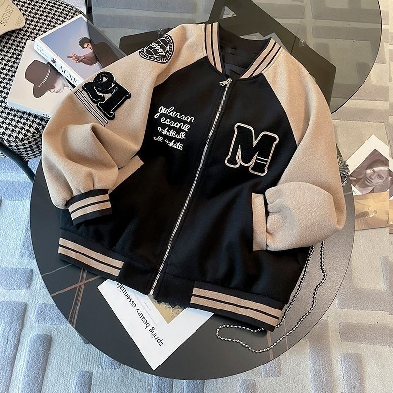 Letter Embroidery Jackets for Wome Clothig High Street Vitage Flockig ig Coat Wome Jacket Casual Loose Jacket_voghion.com