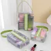 Trousse de maquillage transparente en maille pour femmes, trousse de voyage pour rouge à lèvres, pochette de rangement décontractée à fermeture éclair, organisateur de toilette, lavage et bain_voghion.com