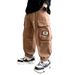 Trendy khaki boys' work 2024 new spring and autumn mid to large children's casual pants_voghion.com