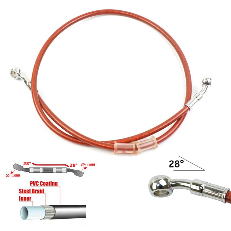 Tubo flessibile freno idraulico arancione da 400 a 2200 mm Tubo olio DOT e cavo intrecciato Banjo da 10 mm per Suzuki Kawasaki Yamaha Honda ATV_voghion.com