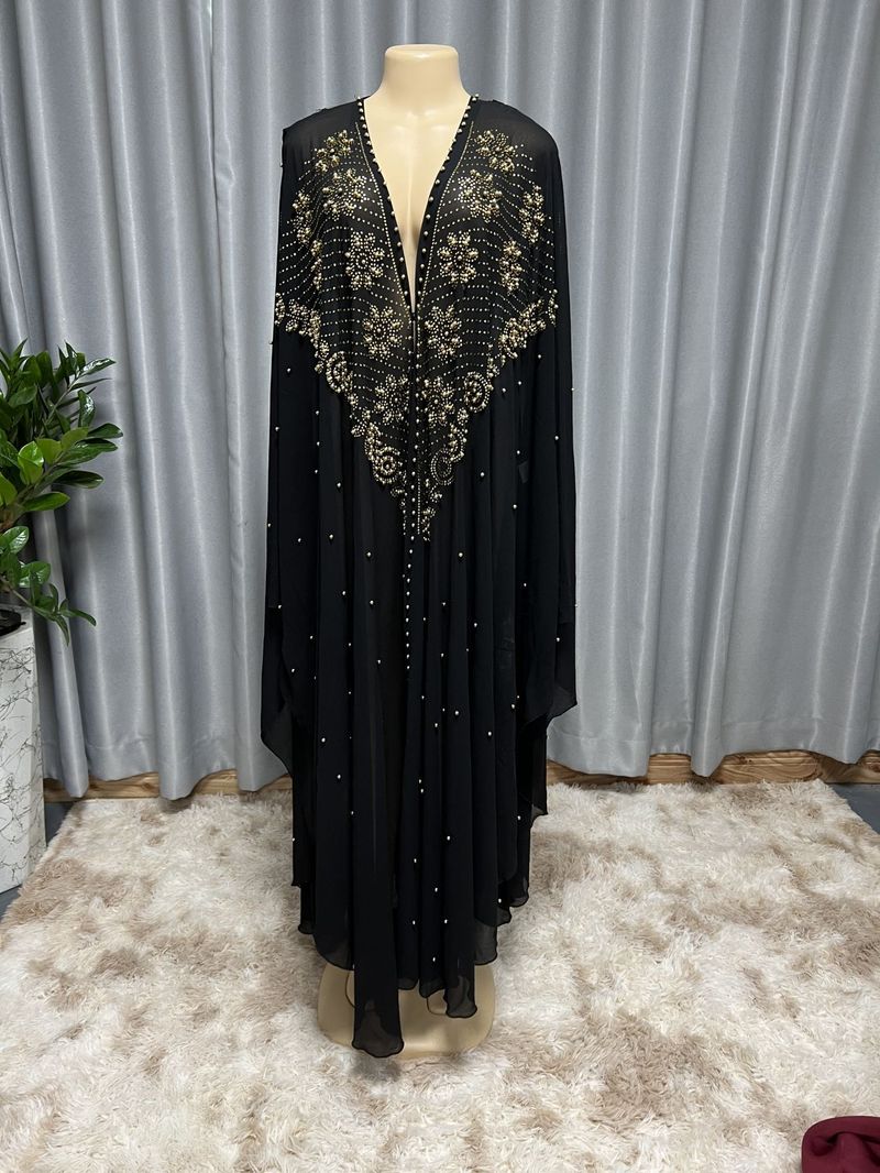 women's clothing Muslim style hot diamond beading high density chiffon loose cloak shawl_voghion.com